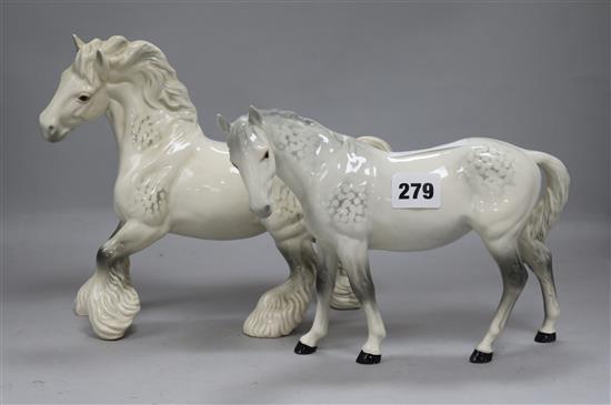 Two Beswick horses